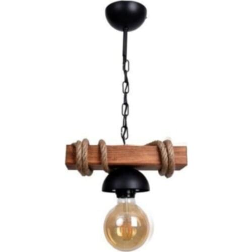Wood Chandelier Single-Wire Rope Chandelier Rustic Chain 755