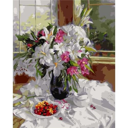 Home Decoration Wall Painting Factory Wholesale Accept Booking Lilies Bloom Painting By Numbers