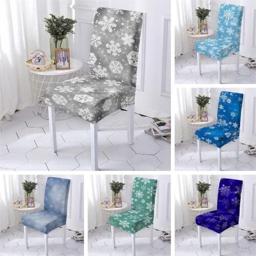 Snowflake Printed Stretch Dining Chair Cover Spandex Seat Cover Elastic Office Slipcover Restaurant Wedding Banquet Hotel