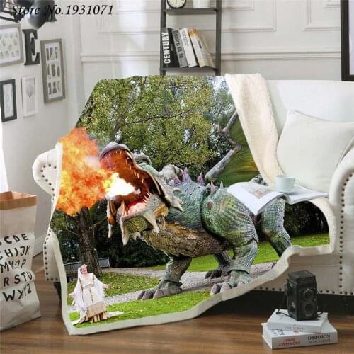 Dinosaur Jurassic 3D Printed Fleece Blanket for Beds Thick Quilt Fashion Bedspread Sherpa Throw Blanket Adults Kids 07