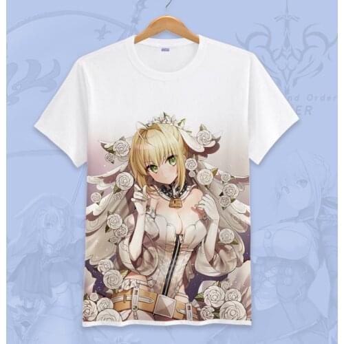 Japanese Anime Fate/EXTR Cosplay T Shirt Fate Grand Order Nero Claudius Red Saber Summer T-Shirt Graphic Top Tee Costume tshirt