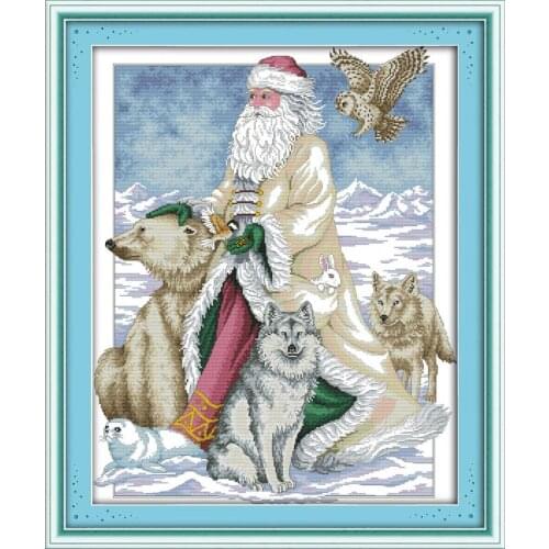 Joy Sunday Cross Stitch The North Pole Santa Claus Christmas Printing 14CT 11CT Cross Stitch Kits Handmade Embroidery Needlework