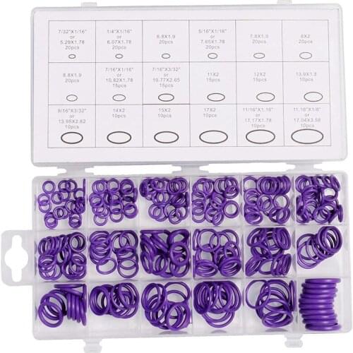 270 PCS 18 Size Nitrile Rubber O-Ring Seal Kit. for Mechanical, Automobile, Air or Gas Connection (Purple)