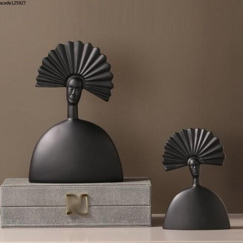 Creative Abstract Black Character Sculpture Two-piece Resin Art Bust Portrait Statue Figurine Crafts Wine Cabinet Entrance Decor