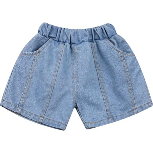 Toddler Summer Jeans Baby Boy Girls Casual Style Mid-rise Shorts with Pockets