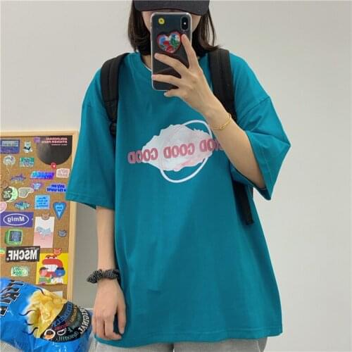 Summer New Japanese Printed T-Shirt Female Short-Sleeved Ins Tide Korean Version Of Loose Bf All-Match Original Soft Girl Top