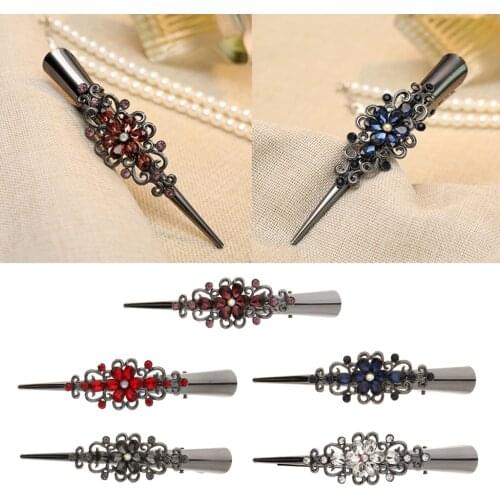 Metal Rhinestone Hair Alligator Clips Crocodile Hair Grip For Women - White