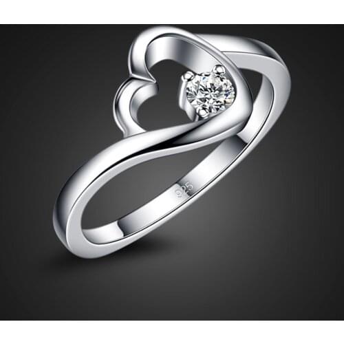 Lovely heart ring women solid 925 sterling silver ring high quality 5A zircon ring sterling silver jewelry fashion accessories