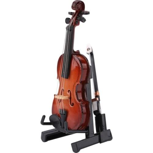 Nosii Miniature Violin Model With Stand Case Dollhouse Accessories Mini Musical Instrument Decor Gift Christmas Gifts