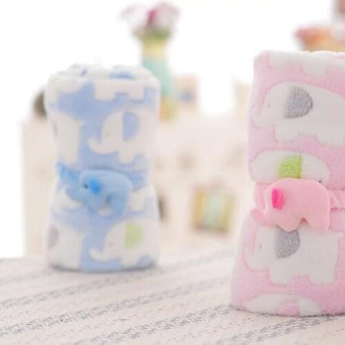 New Cute Elephant Cartoon Baby Blankets Newborn Elephant Air Conditioning Quilt Coral Velvet Pillow Quilt dual-use
