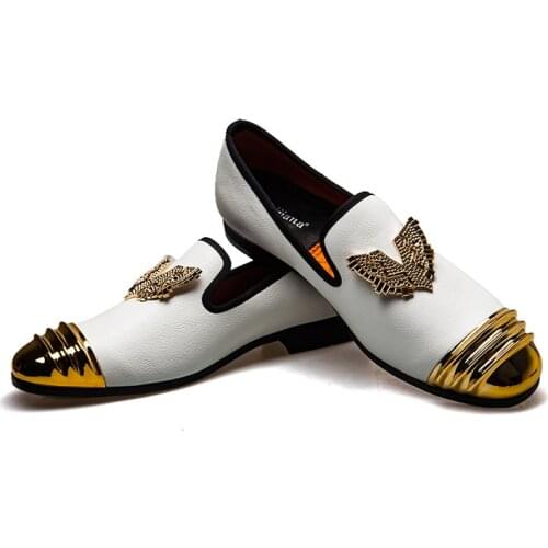 MEIJIANA Plus Size New Luxury Round Toe Slip on Man Punk Loafers Genuine Leather Glitter Spiked Moccasin Mens Party Shoes