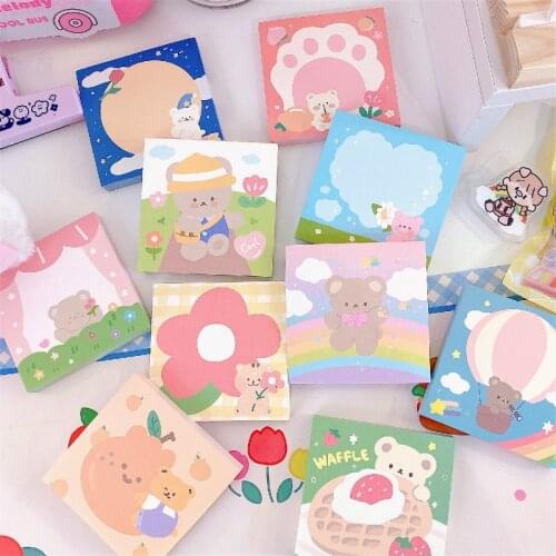 New Cute cartoon rainbow bear Memo Pad Kawaii Message Notes Decorative Notepad Note paper Memo Stationery Office Supplies