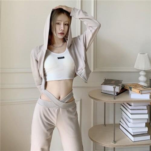 Autumn Casual Two Piece Set Women Crop Top + High Waist Long Pant Suits Tracksuits Sweat Suits Sportswear ensemble femme