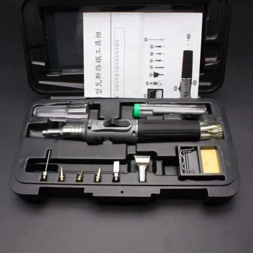 10in1 HS-1115K Gas Soldering Iron Butane Cordless Welding Torch Kit Ignition Butane Gas Soldering Iron