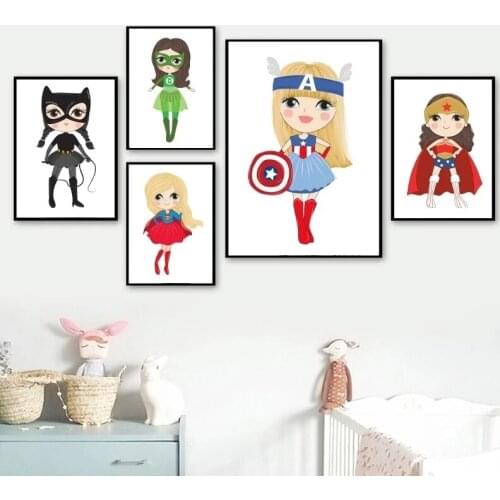 Marvel Cartoon Canvas Posters Classic Superhero The Avengers Character Wall Art Painting Nordic Decor Pictures Girls Kids Gift