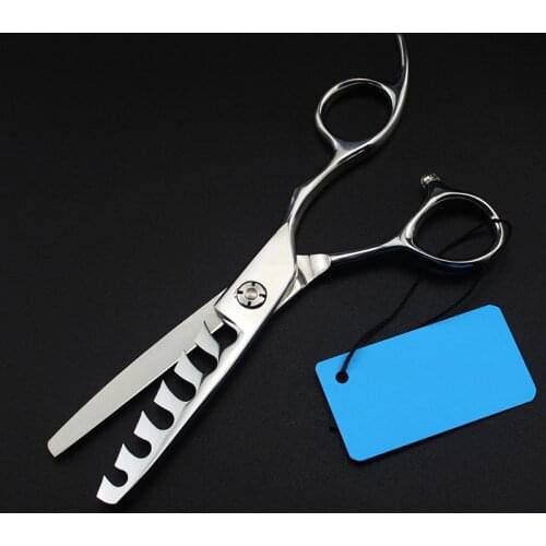 Professional Japan 440c steel 6 '' 6 teeth cut hair scissors makeup haircut thinning barber cutting shears hairdresser scissors