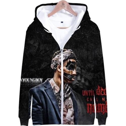 Salute to Hip hop Rapper Youngboy Never Broke Again 3D print Zipper hooded sweatshirt Men/Women Casual Zipper clothes