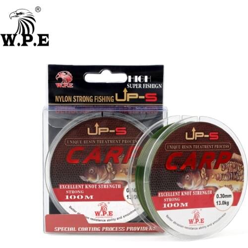 W.P.E Brand UP-S Carp 100m Double color Nylon Fishing Line 0.20mm-0.60mm Monofilament Nylon Line 6KG-36KG Carp Fishing Line