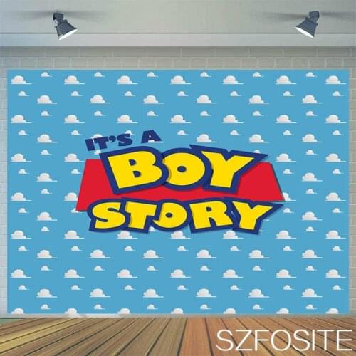 Blue Sky White Cloud Photography Background Cloth Boys Birthday Photo Cake Table Decoration Picture Custom Kids Vinyl Backdrop