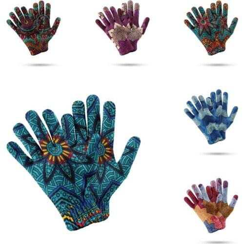 Unisex Mandala Pattern Knitted Gloves Winter Autumn Male Touch Screen Mitten High Quality Thick Needlework Solid Casual Gloves
