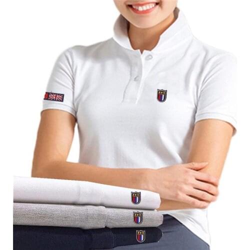 High-Quality Womens Summer New Embroidery Logo Polo Shirt 100% Cotton Womens Short-Sleeved Casual Lapel Polo Shirt Fashion Top