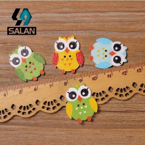WB-0021 Free shipping wholesale/retailed 15pcs/lot colorful owl shape wooden buttons for children clothing DIY gift