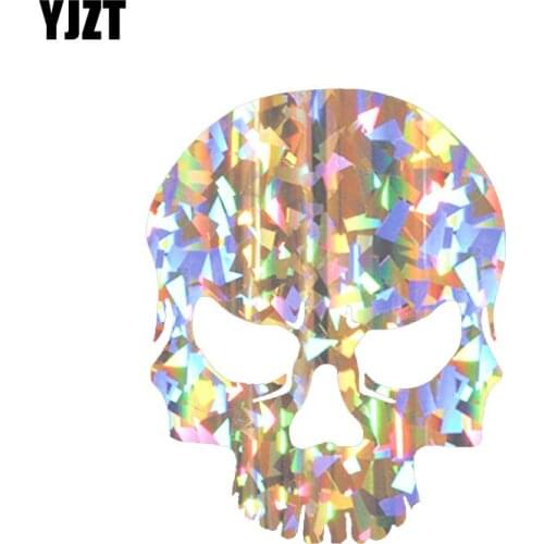 YJZT 11CM*14CM Funny Chrome Skull Decal Windows Car Sticker Car Accessories 6-0637