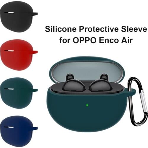 Anti-scratch Protective Cover Protector for OPPO Enco AIR Earphones Charging Box Accessories Solid Color Silicone Case Keychain