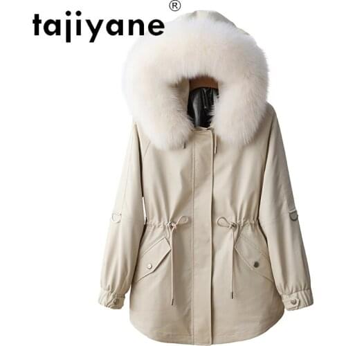 Winter Women Clothes Real Fur Coat Woman Rex Rabbit Fur Lining Jacket Female Fox Fur Collar Hooded Parkas Abrigos TN687