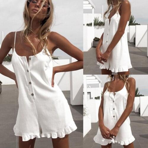 Women Sleeveless Solid Off Shouder Jumpsuit Romper Summer Beach Casual Clubwear Wide Leg Outfits 2021 White jumpsuit Women New
