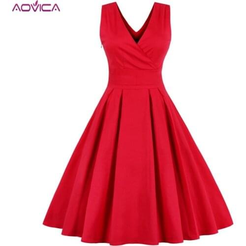 Aovica Women Clothing Summer Retro 50s 60s Red Navy Blue Dress Dots Pinup Rockabilly Sexy Party Tunic Dresses Vestidos de fiesta