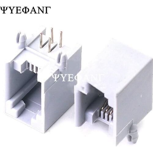 10pcs/Lot RJ11 4P4C Socket Network interface Connector Grey 4P Connectors