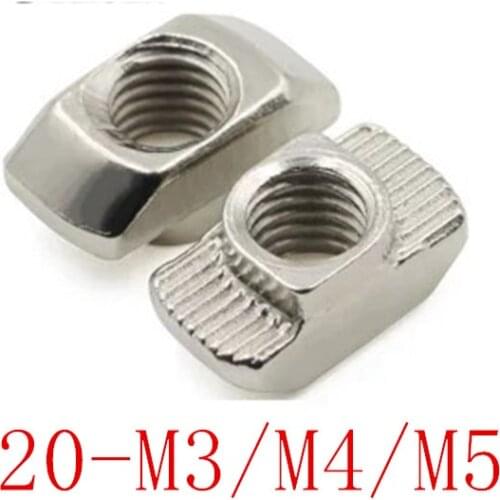 20-100PCS M3/M4/M5*10*6 For 20 Series Slot T-nut Hammer T Nut Drop In Sliding Nut Fasten Connector 2020 Aluminum Extrusions