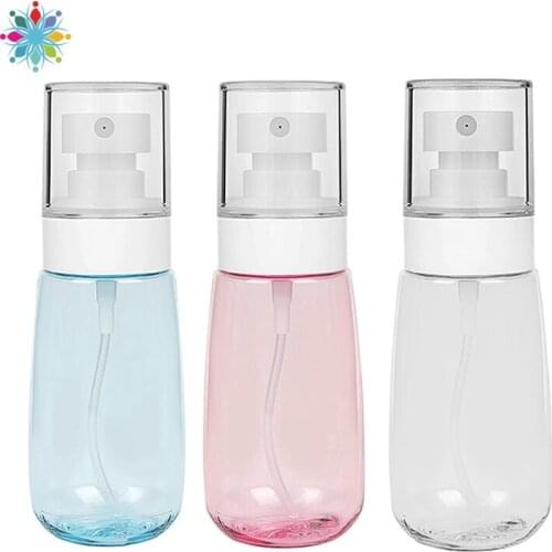 3pcs Continuous Fine Mist Spray Bottle 60ml Plastic Sprayer Bottle Airplane Travel Perfume Water Containers