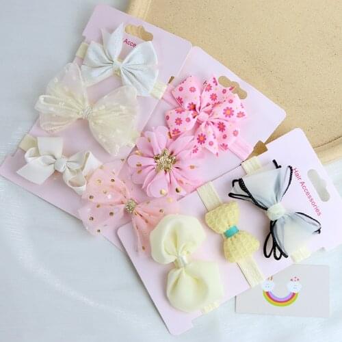 3Pcs/Set Cute Bow Princess Baby Girls Headband Lace Flower Elastic Kids Hair Band Turban Baby Hair Accessories