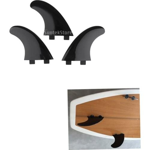 3pcs Nylon Tri-Fin Thruster Longboard/Shortboard/ Fun Board Surfboard Fin for Surfing Surfboard Base Black
