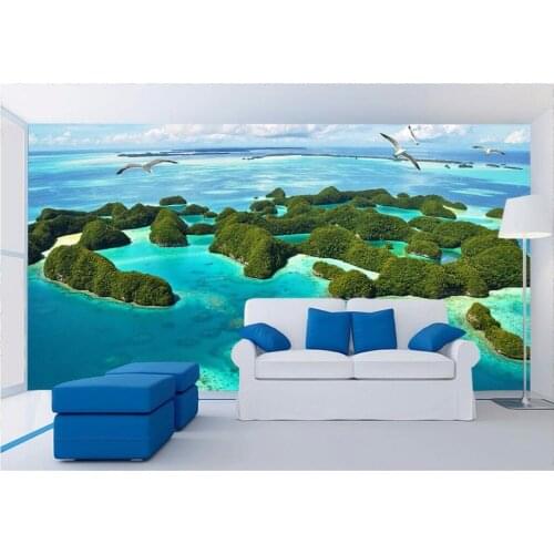 3d wall murals wallpaper for walls 3 d photo wallpaper picture island The seagulls scenery Custom mural room decoration painting