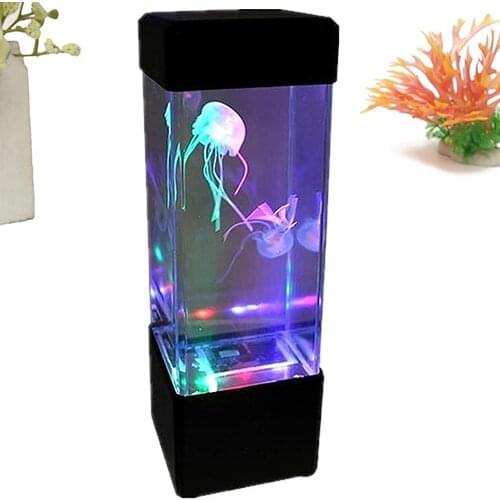 40% Hot Sales!!! Mini Colorful Moving Jellyfish Aquarium Home Office Night Light LED Lamp Tank