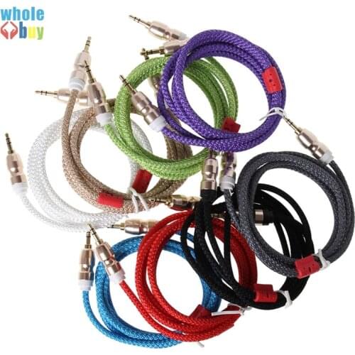 500pcs/lot Wholesale Audio Cable 3.5 Mm Male To Male Wollens Thick Wool Fabric Cloth Aux Cable for Iphone Samsung DVD Aux Cord