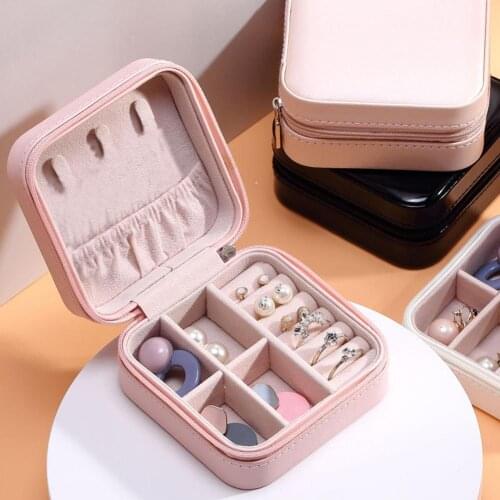 65% Dropshipping!!Portable Single Layer Faux Leather Jewelry Storage Box Earrings Ring Organizer