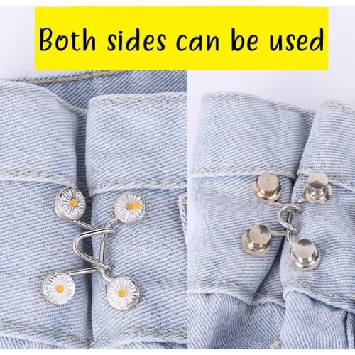 Daisy Flower Thin Waist Button Accessories for People Who Reducing Weight Pants too Big Comfortably Fashion Double Sided Durable