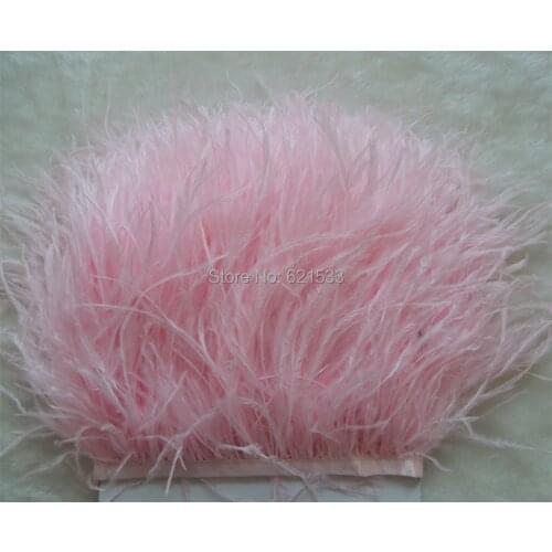 Middle Pink Ostrich Fringe,10yards/lot-Pink Ostrich feather Trim,Ostrich trimming on Satin Header 5-6inches in width