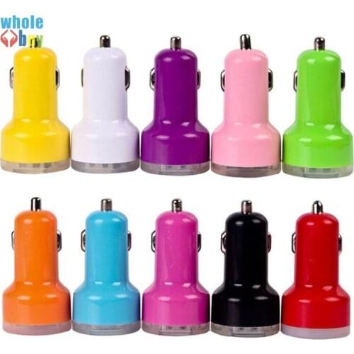 Colorful Dual USB 2 Port Car Charger Cigarette 2.1A Auto Power Adapter for iphone X 8 7 6s 6 ipad for Samsung Galaxy 200pcs/lot