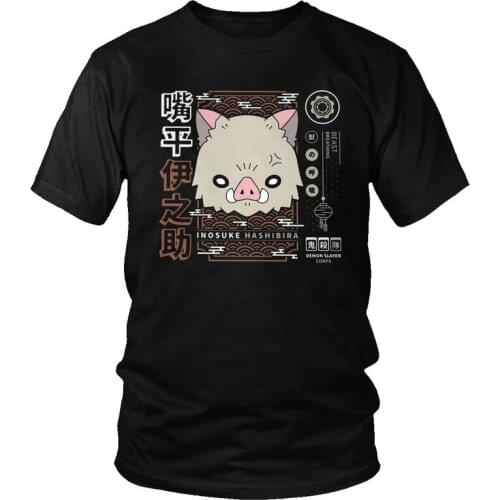 Kimetsu No Yaiba Demon Slayer Hashibira Inosuke T Shirt Men Short Sleeve 100% Cotton T-shirts Manga Tee Graphic Tshirt Gift Idea