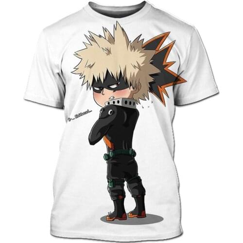 NISDCIHD My Hero Academia New Ladies T-shirt Anime 3D Printing Mens Hip Hop Harajuku Funny Cartoon T-Shirt Mens Casual T-shirt