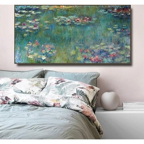 Claude Monet Water Lotus Canvas Paintings Reproduction Art Posters and Print Wall Pictures for Living Room Bedroom Decor