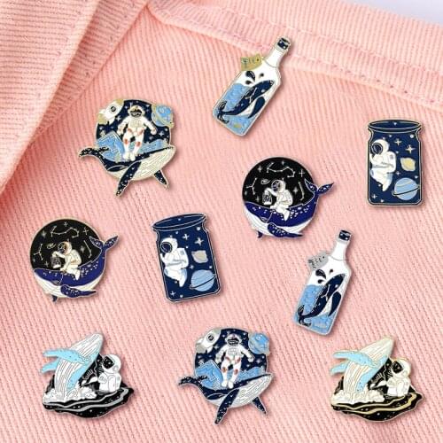 Creative Trendy Cartoon Cute Space Oil Drop Brooch Pin Denim Bag Gift For Friends Men Women Fashion Jewelry Clothes Decoration