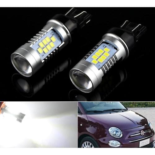 2pcs White 6000k W21/5W LED 7443 T20 W21 5W LED Bulb for 2009-2016 Fiat 500 led Day DRL Daytime Running Lights