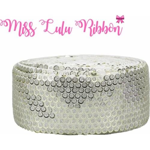 3"75mm Shiny Sequin Cutting Ribbon (5mm Small Squins) White Sequins Gift Bowknots Making DIY Hair Band 25yards/roll