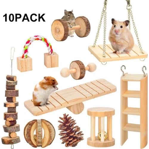Small Pet Hamster Rabbits Rats Dumbbell Unicycle Teeth Care Chew Exercise Toys Kit Bite Resistant Entertainment Interactive Toys